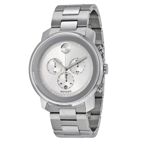 movado bold silver stainless steel men's watch open box|movado bold chronograph watch.